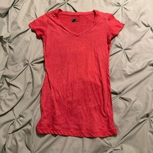 Active Basic Red V-Neck Short Sleeve Tee